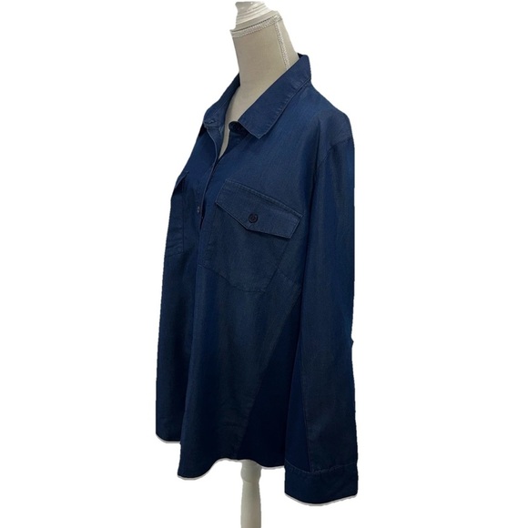 Ashley Stewart Denim Button-Up Shirt - Picture 2 of 7